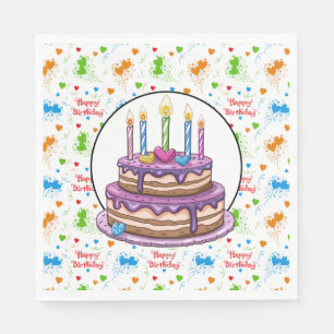 Guardanapo De Papel Feliz Aniversário Com Cereja No Topo