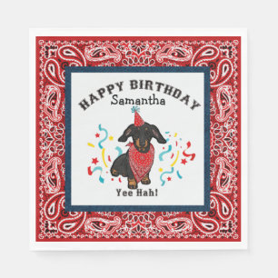 Guardanapo De Papel Feliz aniversário com o cão Dachshund em Bandana
