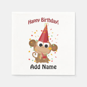 Guardanapo De Papel Feliz aniversário Confetti Monkey