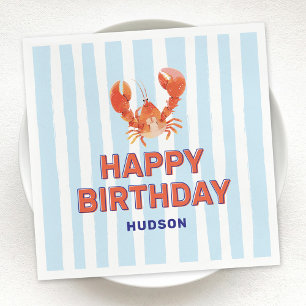 Guardanapo De Papel Feliz Aniversário Crianças Lagosta Náutica