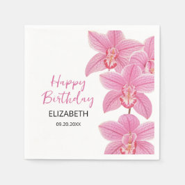 Guardanapo De Papel Feliz Aniversário da Flor Rosa Tropical