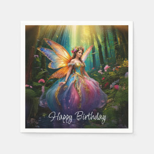 Guardanapo De Papel Feliz Aniversário da Floresta Encantada de Fada Má