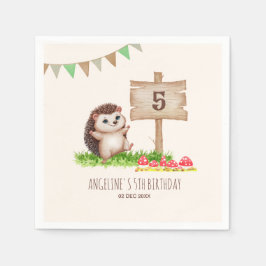 Guardanapo De Papel Feliz Aniversário da Floresta Hedgehog Fantasy