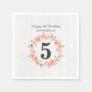 Guardanapo De Papel Feliz Aniversário da Madeira Branca e Pessegueira