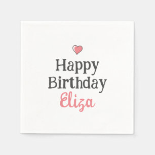 Guardanapo De Papel Feliz Aniversário da Menina Rosa, Personalizado