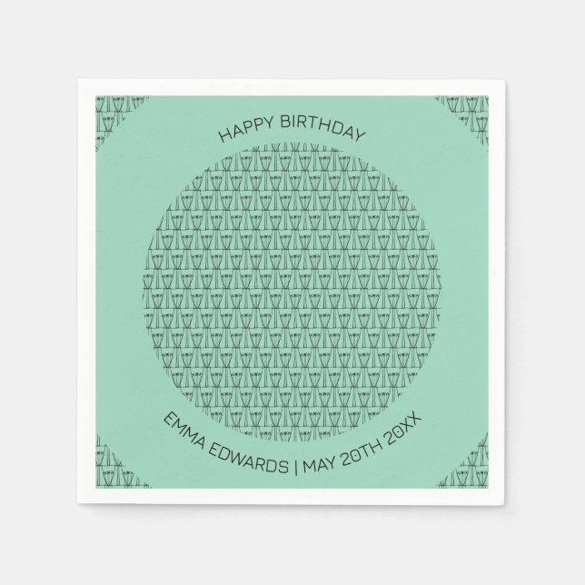 Guardanapo De Papel Feliz Aniversário da silhueta das árvores de coco (Frente)