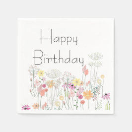 Guardanapo De Papel Feliz Aniversário das Flores