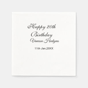Guardanapo De Papel Feliz aniversário de 20 anos nome data simples min