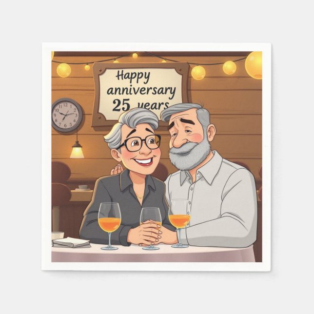 Guardanapo De Papel Feliz aniversário de 25 (Frente)