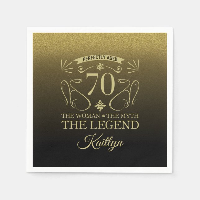 Guardanapo De Papel Feliz Aniversário de 70 Feliz e Cachorro (Frente)