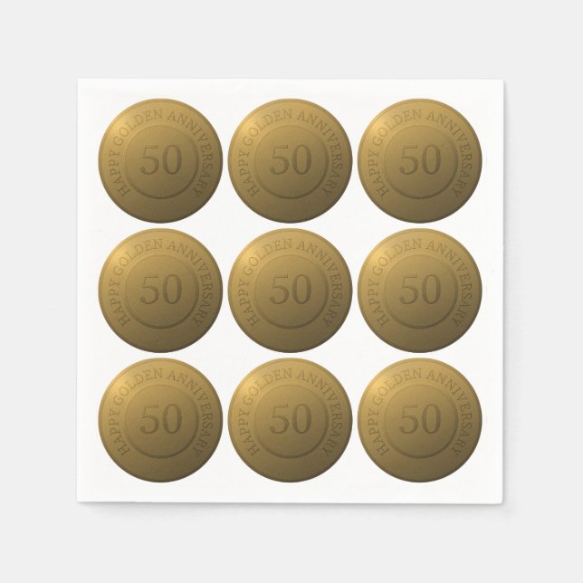Guardanapo De Papel Feliz aniversário de casamento do ouro (Frente)