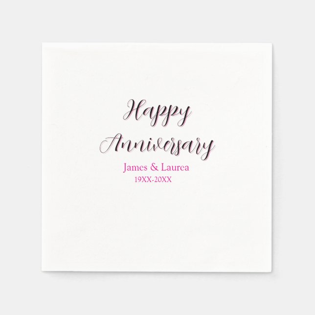 Guardanapo De Papel Feliz aniversário de casamento nome data ano simpl (Frente)