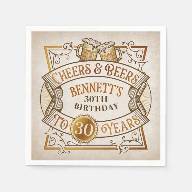 Guardanapo De Papel Feliz Aniversário de Cervejas (Frente)
