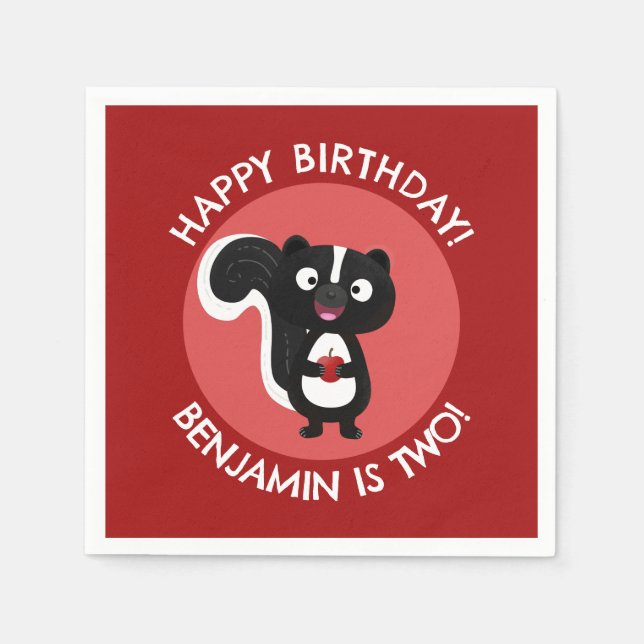 Guardanapo De Papel Feliz aniversário de desenho personalizado (Frente)