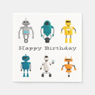 Guardanapo De Papel Feliz aniversario de Droids dos robôs bonitos
