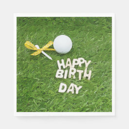 Guardanapo De Papel Feliz aniversário de Golf com bolas e fita amarela