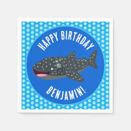 Guardanapo De Papel Feliz aniversário de tubarão baleia, personalizado