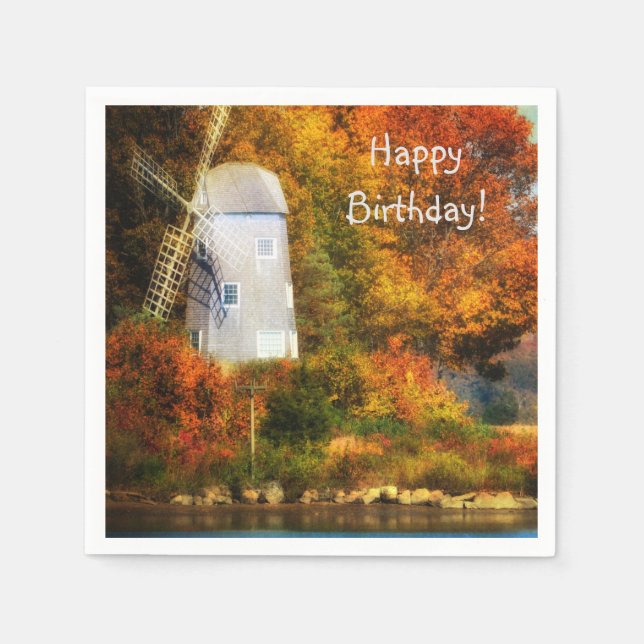 Guardanapo De Papel Feliz Aniversário do Autumn Windmill (Frente)