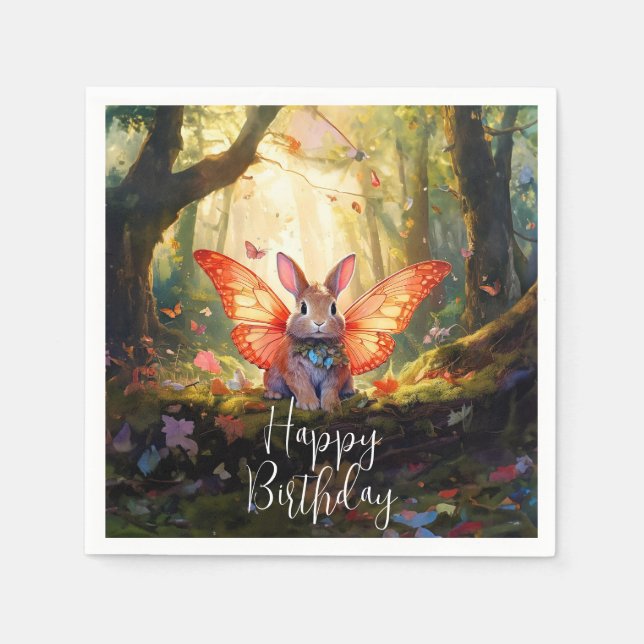 Guardanapo De Papel Feliz Aniversário do Coelhinho Quente (Frente)