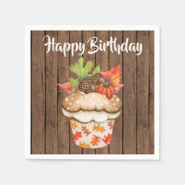 Guardanapo De Papel Feliz Aniversário do Cupcake do outono