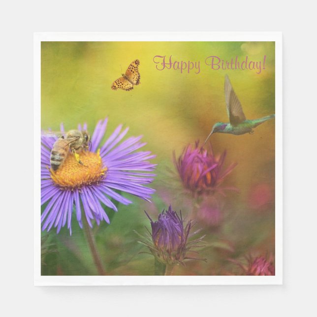 Guardanapo De Papel Feliz Aniversário do Jardim dos Sonhos (Frente)