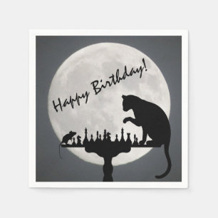 Guardanapo De Papel Feliz aniversario do jogo do gato e do rato da Lua
