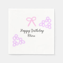 Guardanapo De Papel Feliz aniversário do pastel floral roxo cor-de-ros