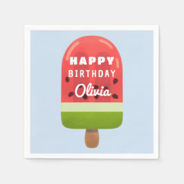 Guardanapo De Papel Feliz Aniversário do Picolé de Melancia