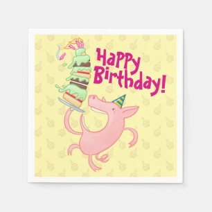 Guardanapo De Papel Feliz Aniversário do Porco Engraçado! Cartoon de B