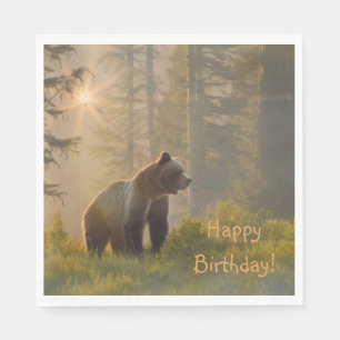 Guardanapo De Papel Feliz Aniversário do Urso Grizzly
