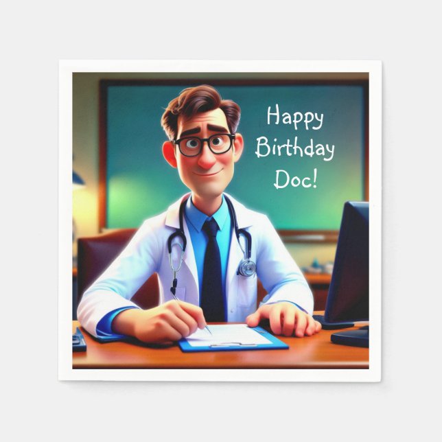 Guardanapo De Papel Feliz aniversário Doc (Frente)