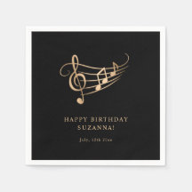 Feliz aniversário, Dourado, notas de música elegan