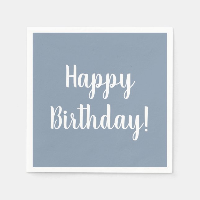 Guardanapo De Papel Feliz aniversário Dusty Festa de aniversário Azul (Frente)