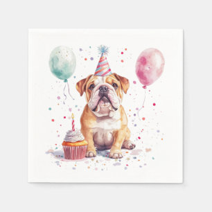 Guardanapo De Papel Feliz Aniversário English Bulldogs