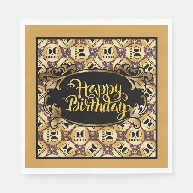 Guardanapo De Papel Feliz aniversário Fabuloso 50 (Frente)