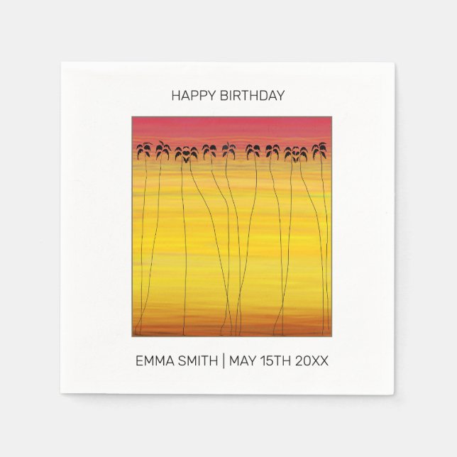 Guardanapo De Papel Feliz aniversário, Fantástico Sunset Tropical (Frente)