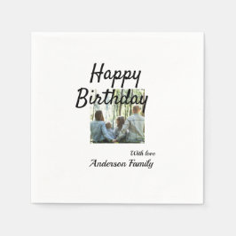 Guardanapo De Papel Feliz aniversário foto familia nome elegante class