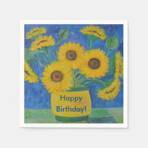 Guardanapo De Papel Feliz Aniversário Girassol