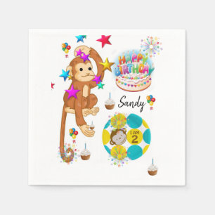 Guardanapo De Papel Feliz Aniversário, Guardanapos, Macaco De Dois An