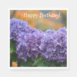 Guardanapo De Papel Feliz aniversário Impressionista Roxo Hydrangea