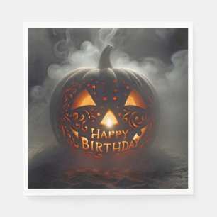 Guardanapo De Papel Feliz Aniversário Jack-o-lantern na Fumaça