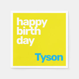 Guardanapo De Papel feliz aniversário mínimo e moderno amarelo