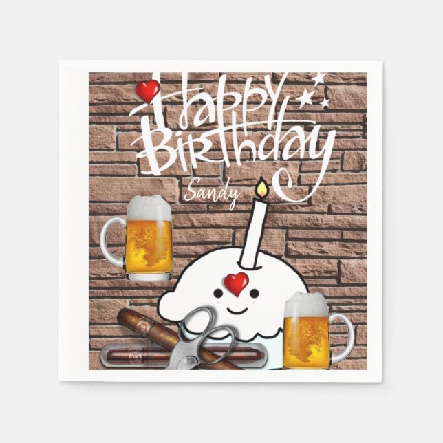 Guardanapo De Papel Feliz Aniversário, Napkins, Cerveja (Frente)