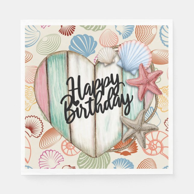 Guardanapo De Papel Feliz Aniversário Náutico (Frente)