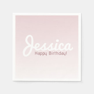 Guardanapo De Papel Feliz Aniversário, Nome Personalizado | Rose Ombre