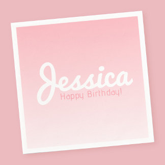 Guardanapo De Papel Feliz Aniversário, Nome Personalizável | Rosa Rose