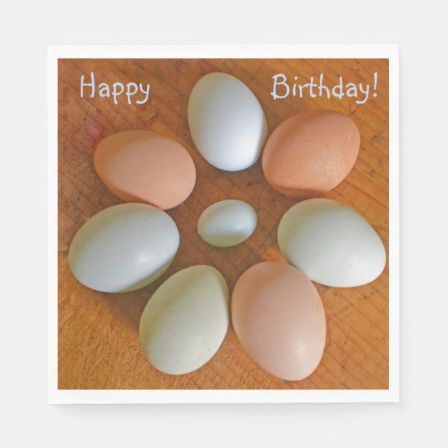 Guardanapo De Papel Feliz Aniversário Ovos de Galinha (Frente)