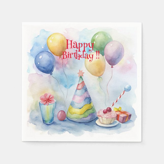 Guardanapo De Papel Feliz aniversário! Papel (Frente)