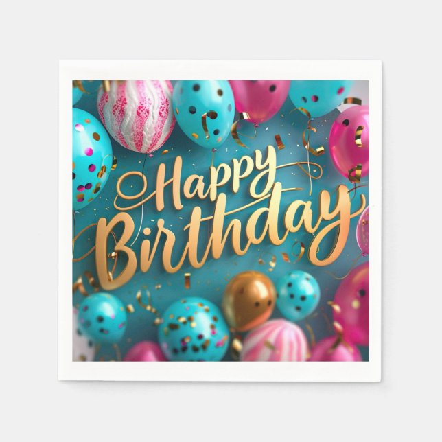 Guardanapo De Papel Feliz Aniversário Papel Napkin (Frente)