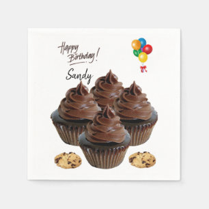 Guardanapo De Papel Feliz Aniversário Papel Napkins, Cupcake de Choco